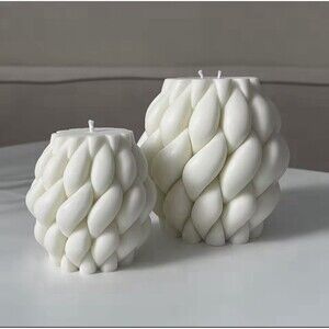 Wave Twisted Candle Molds Abstract Wave Striped Columns Candles Aroma Wax 3pcs